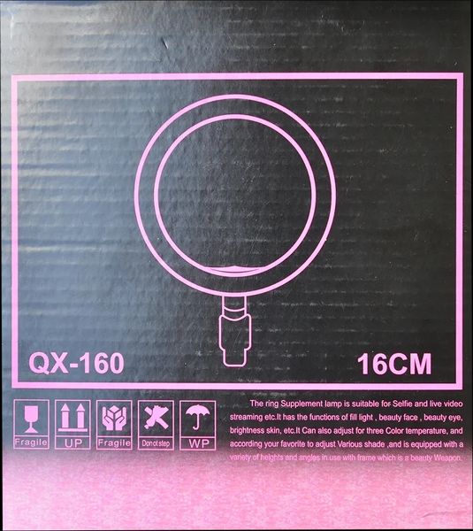 Кільцева світлодіодна лампа Ring Fill Light QX-160 + металевий штатив 1319 фото