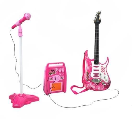 Комплект дитячої електро гітари + мікрофон + підсилювач G 4709 si6998 фото