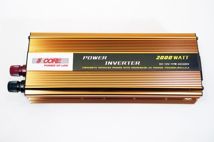 Перетворювач (інвертор) 12V-220 V 5 Core 2000 W gold 1012 фото