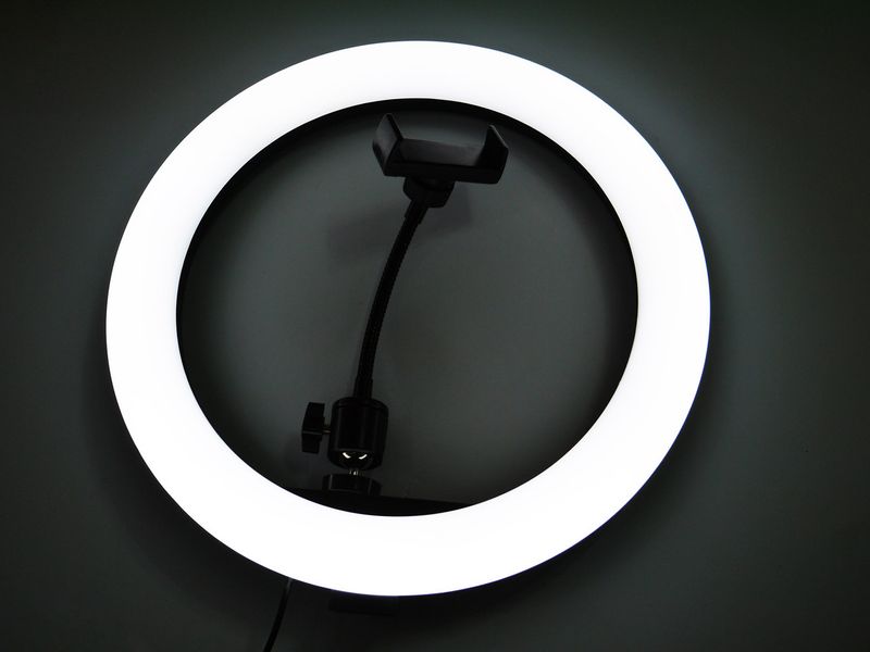 Кільцева LED лампа S31 30 см 1 кріплення на телефон USB + Штатив тринога 4614 фото