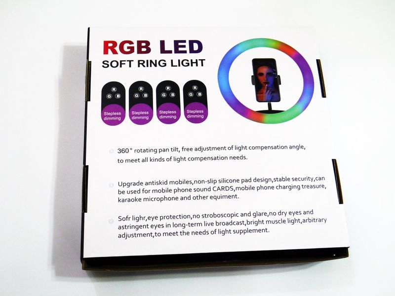 Кільцева LED лампа RGB MJ26 26см.1 кріплення на телефон USB 4823 фото