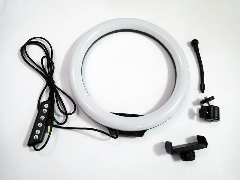 Кільцева LED лампа RGB MJ26 26см.1 кріплення на телефон USB 4823 фото