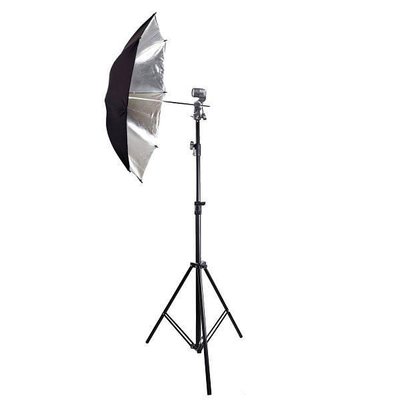 Набор постоянного студийного света Prolight с зонтом на отражение 84 см черный-серебро 1184 фото