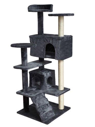 Дерево будиночок кігтеточка ганчірка для кішки 130см сірий 5010 фото