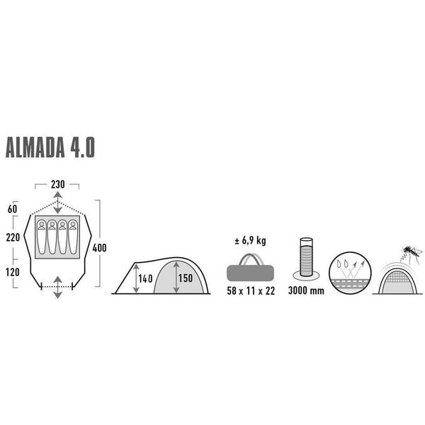 Намет High Peak Almada 4.0 Nimbus Grey (11571) 928133 фото