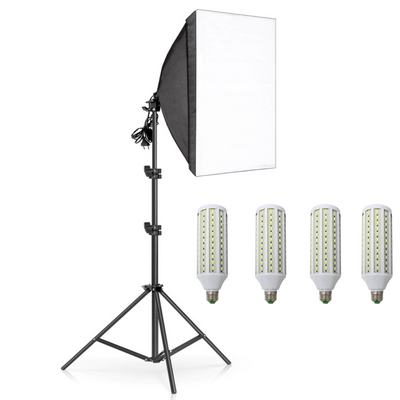 Набір студійного світла Prolight 50х70 см софтбокс на 4 лампи + Стійка + LED лампи 60 Вт. 1196 фото