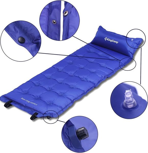 Самонадувний килимок KingCamp Base Camp Comfort(KM3560) (blue) KM3560BL фото