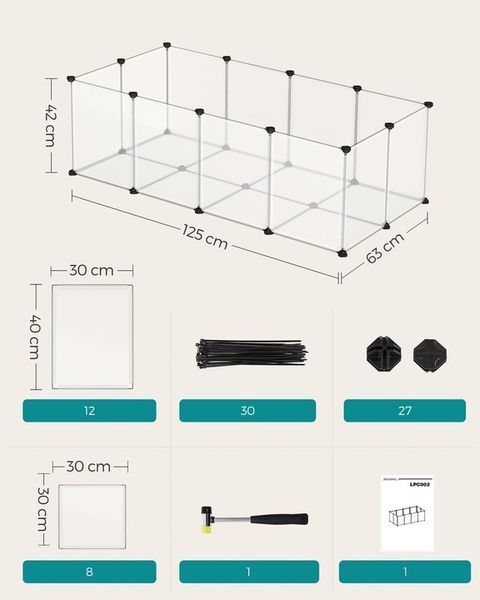 Маленький вольєр для гризунів Songmics 42 x 125 x 63 см LPC001W01 фото