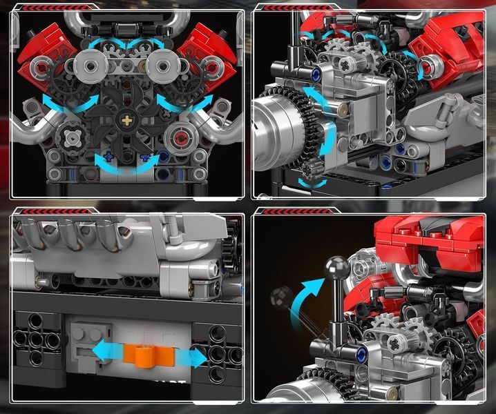 Конструктор двигун і коробка FE V8 750 деталей Mould King Mking Engine 10204 F5171 фото