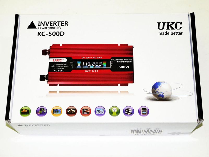 Перетворювач струму AC/DC UKC 500W KC-500D з LCD дисплеєм 2400 фото