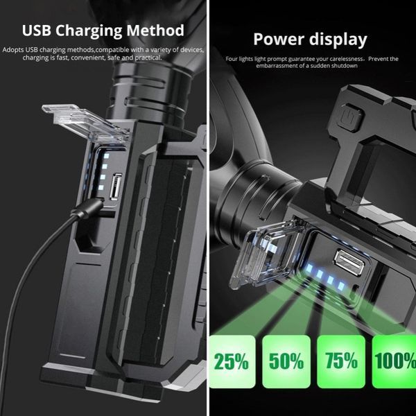 Ліхтар великий XHP50 3x 18650 8000 мА&middot;год 20 Вт AC Prof LED1098 LED1098 фото