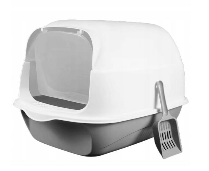 Большой закрытый кошачий туалет + лопаточка ZW32 фото
