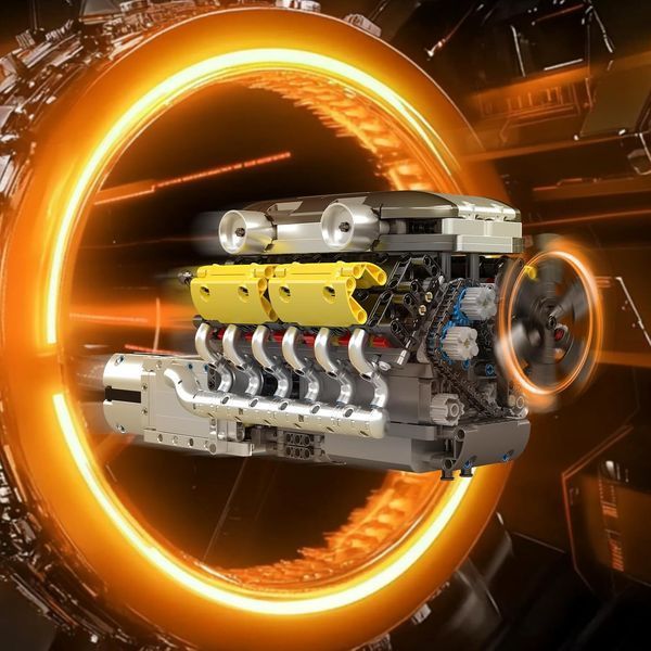 Конструктор двигун і коробка Lambo V12 1260 деталей Mould King Mking Engine 10202 F5169 фото