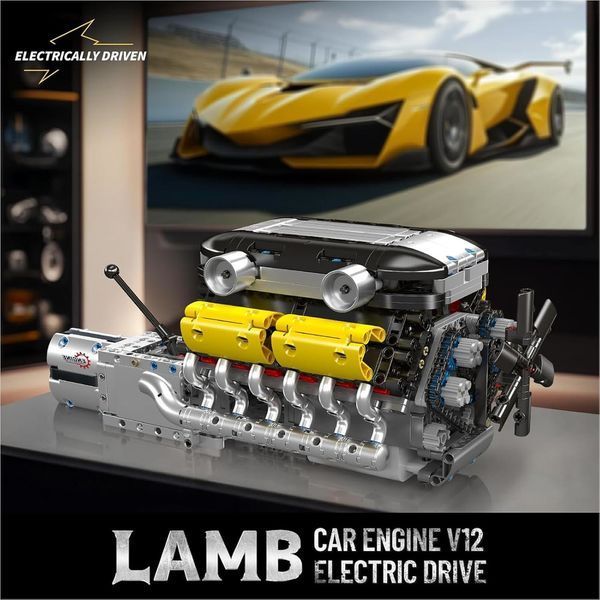 Конструктор двигун і коробка Lambo V12 1260 деталей Mould King Mking Engine 10202 F5169 фото