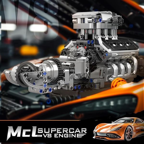 Конструктор двигун і коробка Supercar McL V8 737 деталей Mould King Mking Engine 10206 F5173 фото