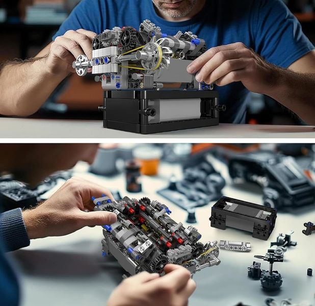 Конструктор двигун і коробка Supercar McL V8 737 деталей Mould King Mking Engine 10206 F5173 фото