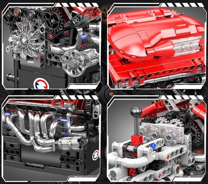 Конструктор двигатель и коробка Supercar V12 863 деталей Mould King Mking Engine 10226 5177 фото