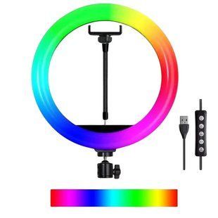 Кільцева LED лампа RGB MJ36 36см.1 кріплення на телефон USB 1448 фото