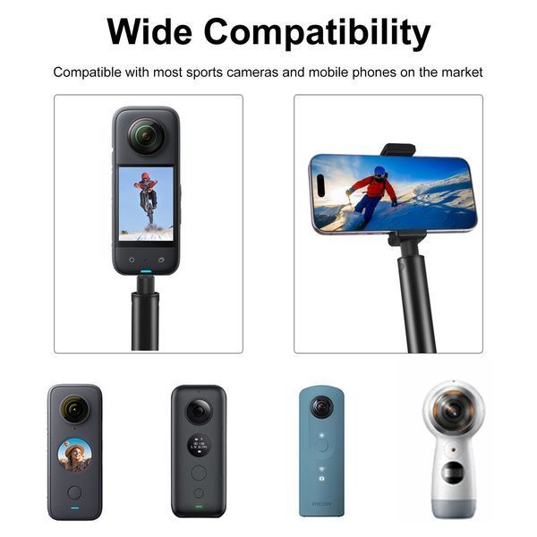 Монопод невидимый для Insta 360 алюминиевый 45-200 см Puluz PU641B PU641B фото