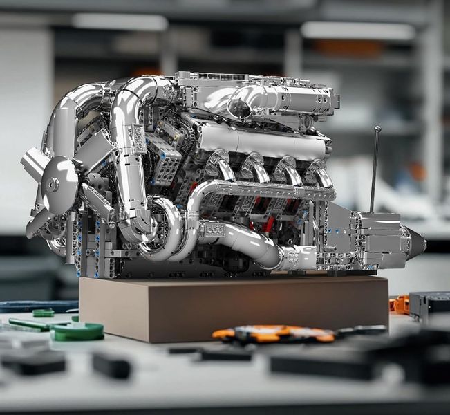 Конструктор двигатель и коробка V8 Twin-Turbo 2899 деталей Mould King Mking Engine 10168 5192 фото
