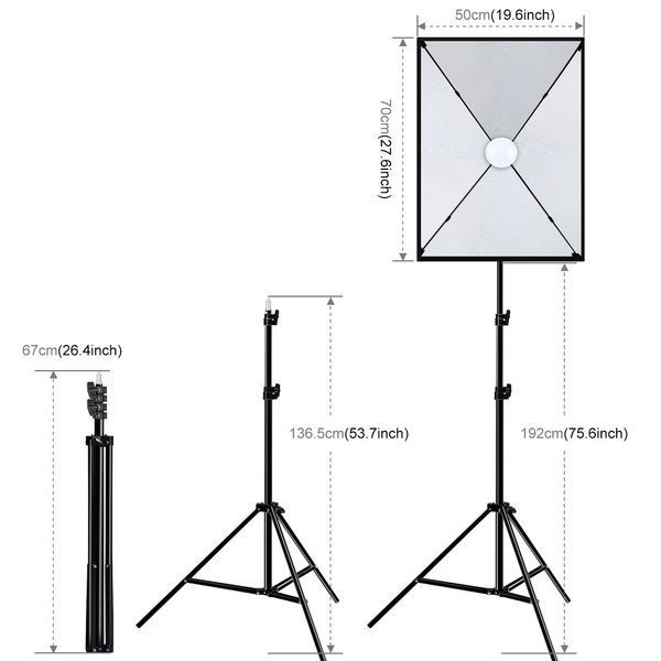 Набір постійного студійного світла 2 софтбоксу Puluz 50x70 cm на одну лампу Е27 31067 фото