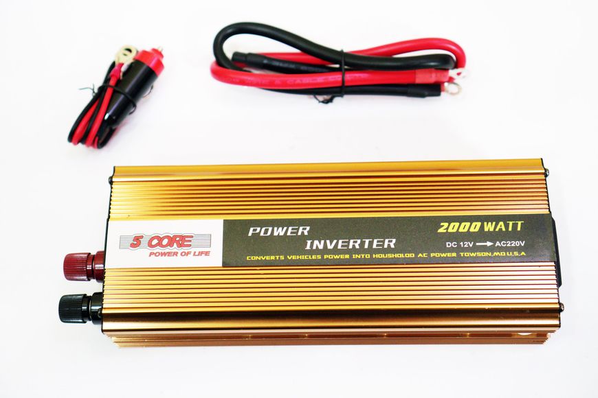 Преобразователь (инвертор) 12V-220V 5 Core 2000W gold 1012 фото