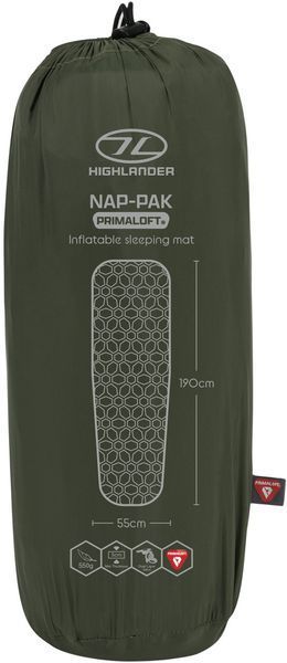 Надувной коврик Highlander Nap-Pak Inflatable Sleeping Mat PrimaLoft 5 cm Olive (AIR072-OG) 930481 фото