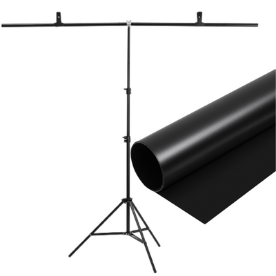 Набор ПВХ Фон 100×200 см Черный + Т- образная стойка для фона 1136 фото