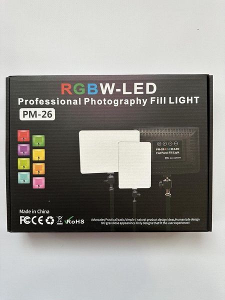 Світлодіодне відео світло Camera light PM-26 RGBW LED панель живлення від USB + Штатив 1369 фото