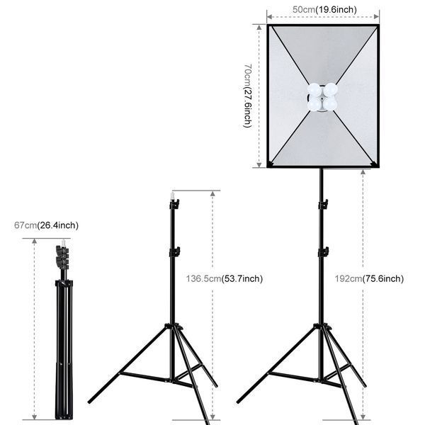 Софтбокс 50х70 см на 4 патрона E27 Puluz 50x70 + Стойка 2 м 31069 фото
