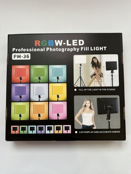 Світлодіодна лампа RGB 36х25 см Camera light PM-36 RGBW для фото і відео зйомки 1370 фото