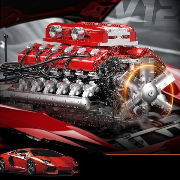 Конструктор двигатель и коробка&nbsp;итальянский суперкар V12 3472 деталей Mould King Mking Engine 10169 5265 фото