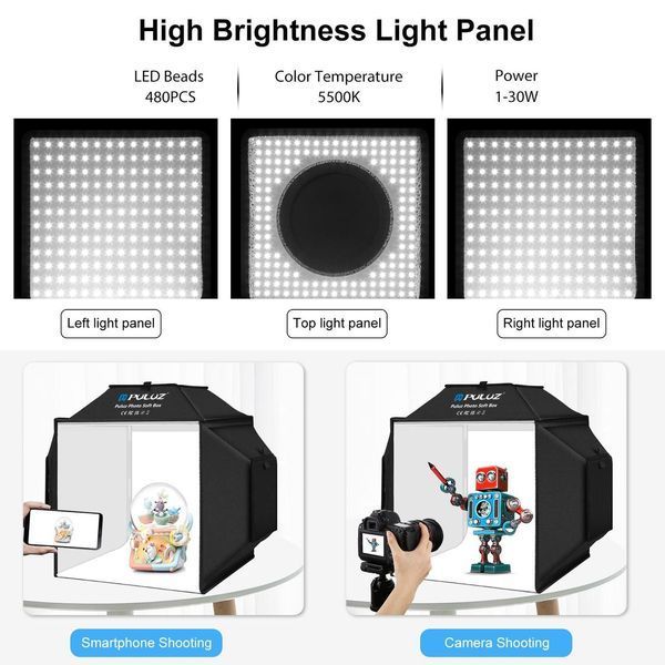 Лайтбокс 40 см 480 LED CRI 95+ 72 Вт Puluz PU5042EU PU5042EU фото