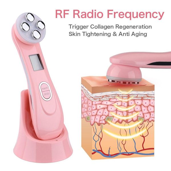 Микротоковый массажер для лица с функцией RF и LED фототерапии с эффектом лифтинга кожи Y-618R Розовый 1113 фото