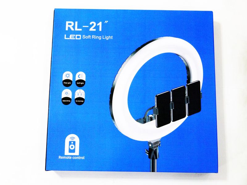Кольцевая LED лампа RL-21 54см 220V 3 крепл.тел. + пульт + чехол + Штатив 4780 фото