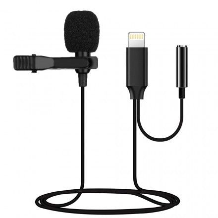 Петличний мікрофон lavalier GL-141 Lightning для iPhone iPad з додатковим роз'ємом AUX Jack 3.5 4642 фото