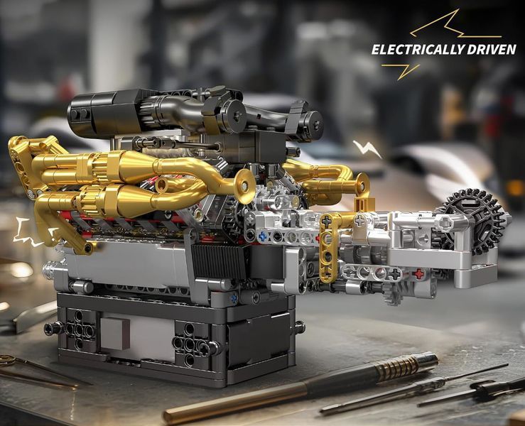 Конструктор двигун і коробка Valkyrie V12 974 деталей Mould King Mking Engine 10224 F5176 фото
