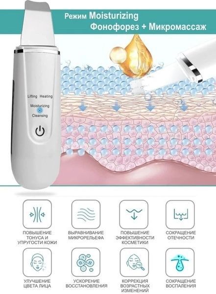 Ультразвуковий скрабер для чищення обличчя портативний Beauty Effect WAU-98i White 1115 фото