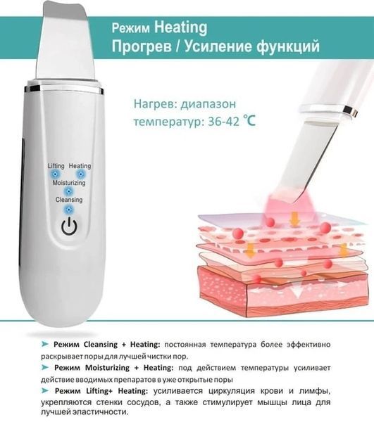 Ультразвуковий скрабер для чищення обличчя портативний Beauty Effect WAU-98i White 1115 фото