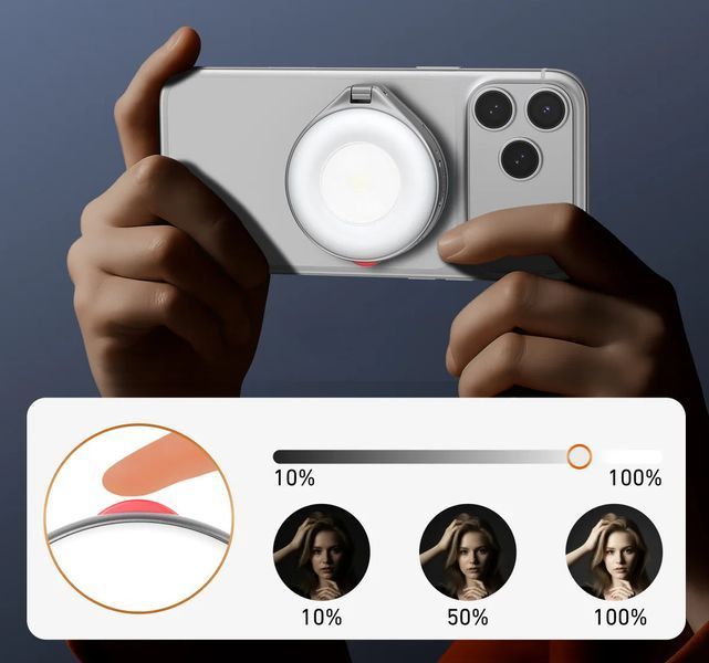 Вспышка для телефона мини свет магнитный MagSafe 2500-6500К Telesin P5-BGD-17SR 5475 фото