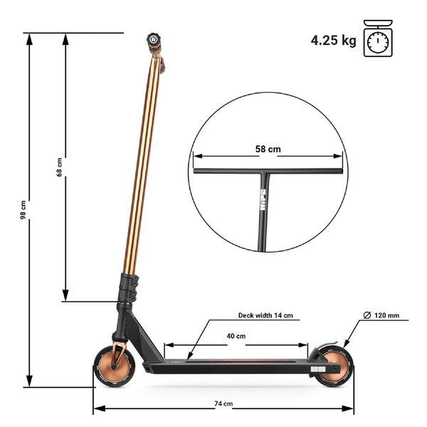 Самокат трюковий Hipe H9 Black/Bronze 250165 фото