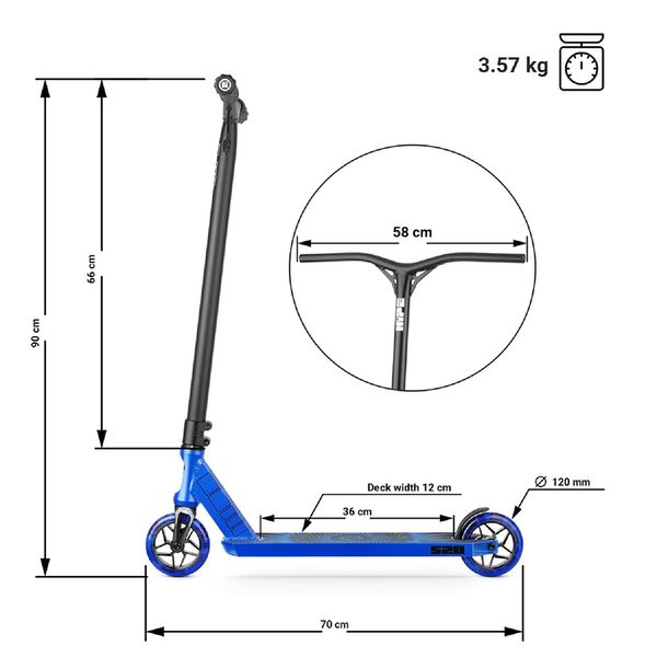 Самокат трюковий Hipe S20 Black/Blue 250161 фото