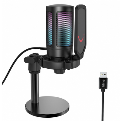 Микрофон конденсаторный игровой с поп-фильтром Fifine A6 RGB Ampligame A6 фото