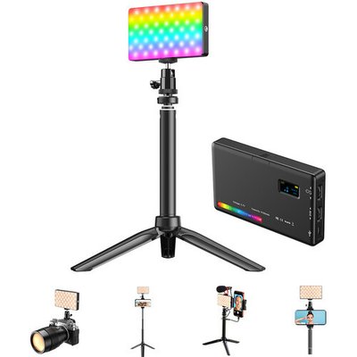 Светодиодный видеосвет Apexel FL07 RGB 2500–9000 К, CRI95+ с штативом для фотоблогов APL-FL07 фото