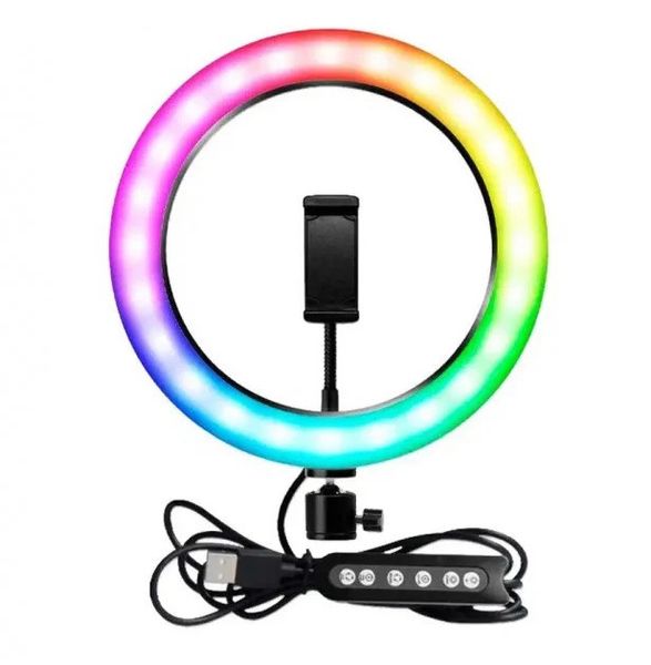 Кольцевая LED лампа RGB MJ26 26см.1 крепление на телефон USB 4823 фото