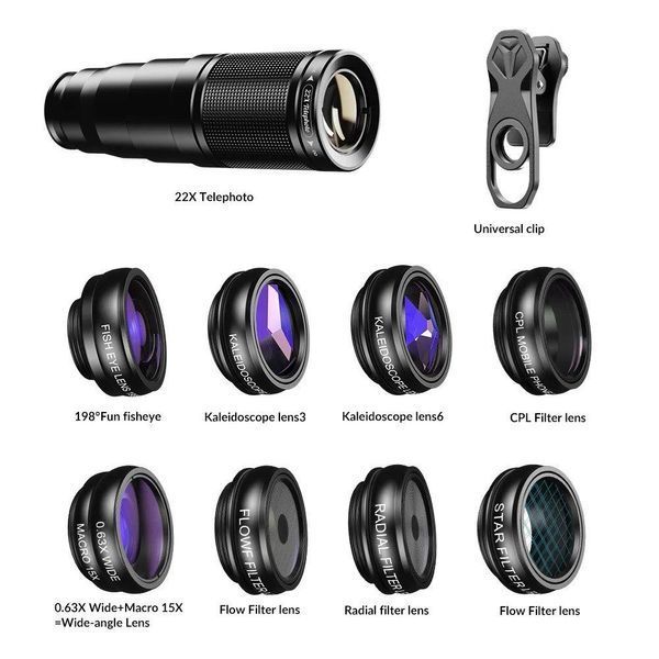 Телескоп та набір об'єктивів для смартфона 10 в1 Apexel APL-22XDG9 APL-22XDG9 фото