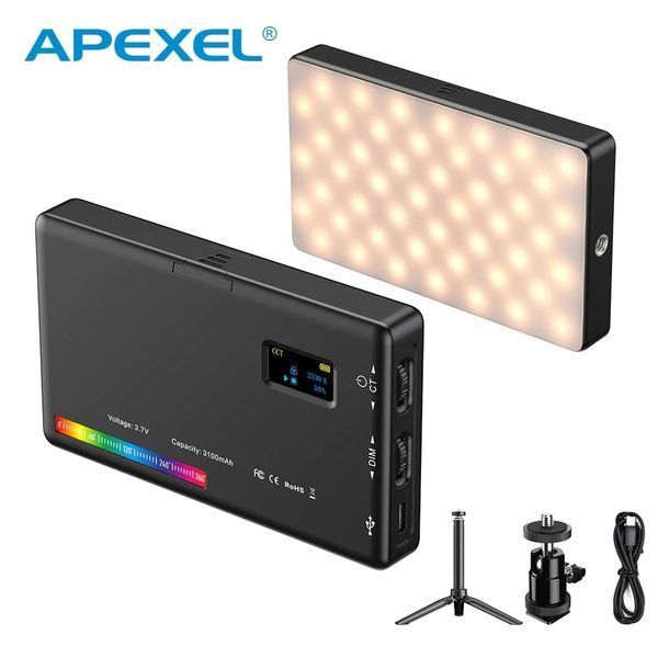 Светодиодный видеосвет Apexel FL07 RGB 2500&ndash;9000 К, CRI95+ с штативом для фотоблогов APL-FL07 фото