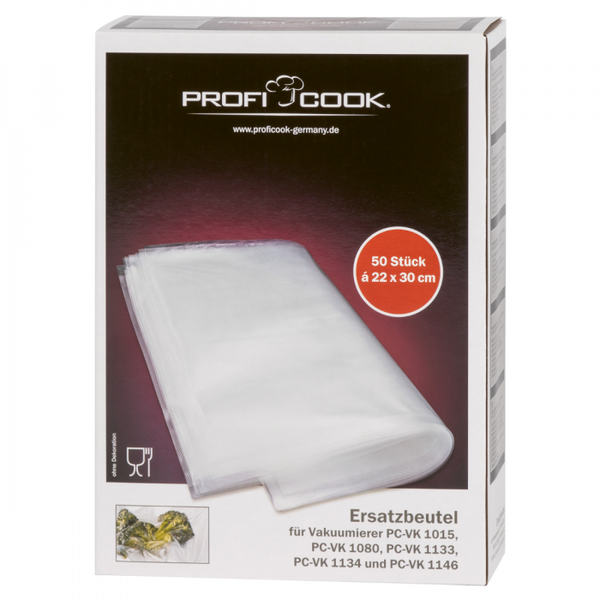 Пакеты для вакуумного упаковщика Profi Cook 50 штук размер 22x30 8910151 фото
