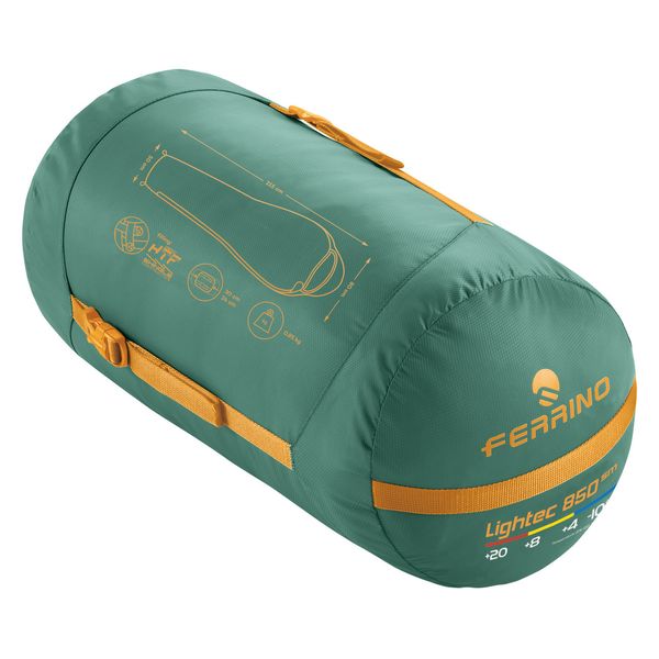 Спальный мешок Ferrino Lightec SM 850/+4°C Green/Yellow (Left) 928102 фото