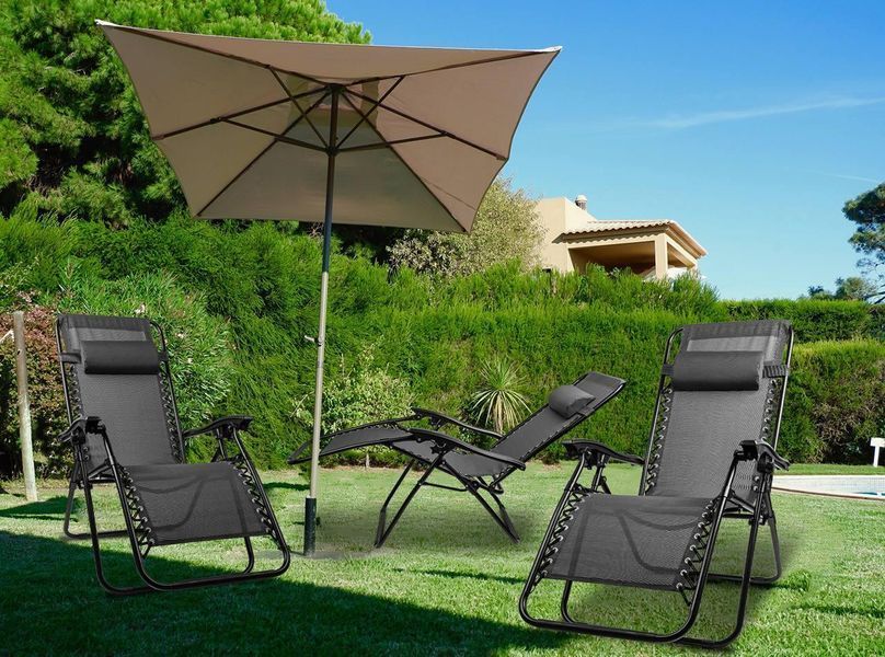 Шезлонг с подголовником 150 кг MalTec Sunwaal Paradise серый 112704 MLS_112704 фото